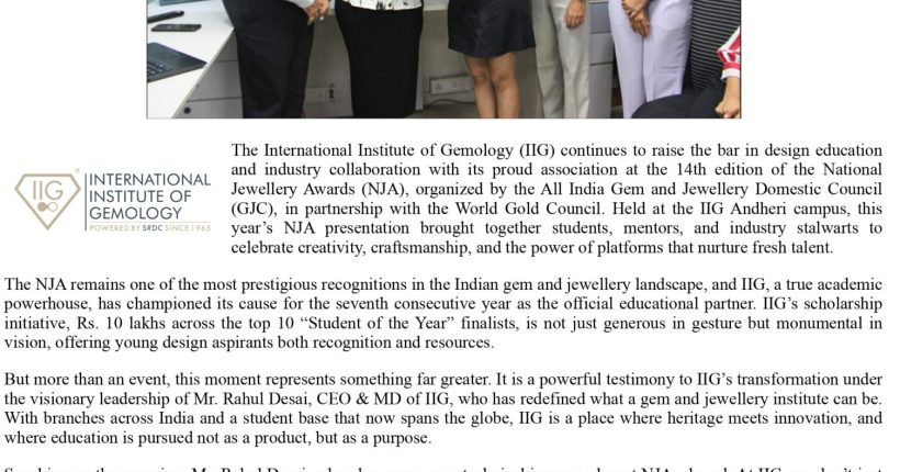 3.IIG Deepens Its Legacy & Reaffirms its Commitment to Talent with Continued Partnership at 14th National Jewellery Awards