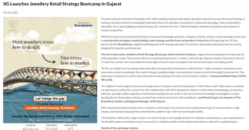 7.IIG Launches Jewellery Retail Strategy Bootcamp in Gujarat