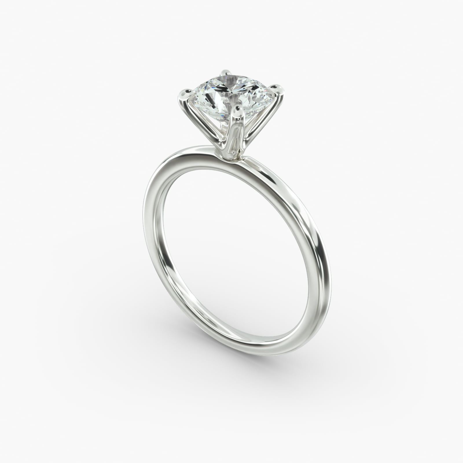 Classic solitaire diamond engagement ring with round brilliant diamond and six‑prong setting