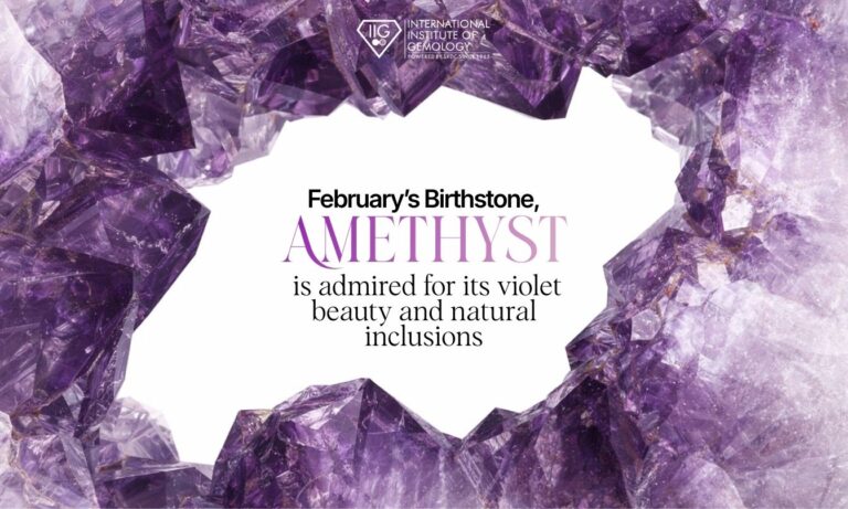 Natural amethyst gemstone showing deep violet purple colour and crystal structure